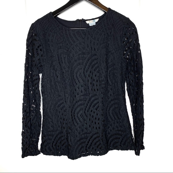 Boden Lace Ponte Black Floral Blouse Top - Picture 2 of 6